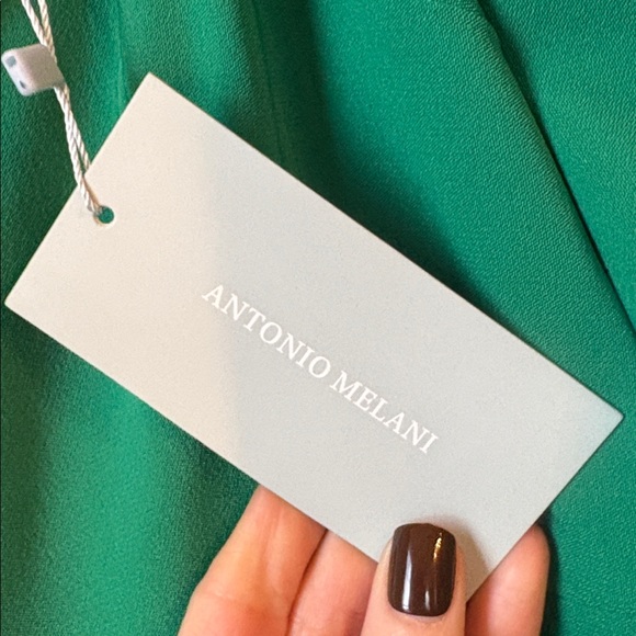 Antonio Melani Elena Crepe Square Neck Long Ruched Sleeve Midi Dress NWT - Picture 11 of 16